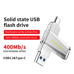 Yüksek hız 32gb 64gb 128GB 256GB 512GB bellek Pendrive 3.0 yazma koruma anahtarı Metal tipi C Otg USB Flash sürücü