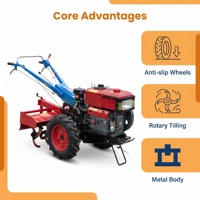 Motoculteur agricole 8 CV, moteur diesel, transmission par engrenages, 2 roues motrices, mini-machine agricole