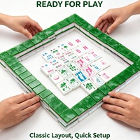 Ensemble de Mahjong en Acrylique Gravé de Luxe, Tuiles de Mahjong Américaines Vertes pour les Rassemblements de Mahjong du Week-end