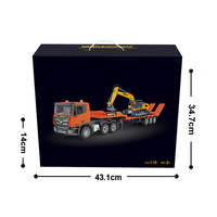 Camión de Plataforma Plana RC de Aleación 1:18 9CH con Excavadora RC, Set de Juguete de Vehículo de Ingeniería a Control Remoto para Niños, Regalo para Niños