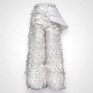 Quần Jean Nam Aeedenim kiểu Mỹ, quần baggy phối vải, quần cargo trắng nam, quần thêu chỉ dày, quần có dây lưng - Product Image 3