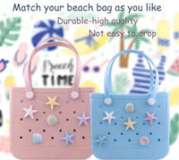 Sac de plage ajustable en PVC couleur personnalisée, accessoires de sac fourre-tout de plage imperméables avec breloque