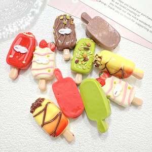 Abalorios de resina con forma de paleta de helado de varios sabores - Adornos de paleta de helado de fresa/<span class=keywords><strong>pistacho</strong></span>/chocolate para manualidades, fundas de teléfono y pinzas para <span class=keywords><strong>el</strong></span> pelo - Product Image 4