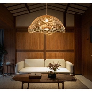 โคมไฟห้อยเพดานไม้ไผ่ทอมือสไตล์โมเดิร์น ขนาด 450 มม. 500 มม. 600 มม. ขั้วหลอด E27 LED เหมาะสำหรับร้านน้ำชา ร้านอาหาร ห้องนั่งเล่น ห้องทาทามิ - Product Image 5