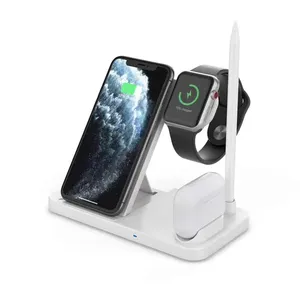 4で1 Wireless Charger 10W Fast Charging Stationfor iPhone 11 Pro XR X Xs MaxためApple Watch 5 4 3 2 Earpods Pro Pencil