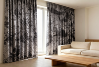 Voilage occultant moderne en tissu jacquard, sur mesure, à motif vague, pour fenêtres baies, arche ou hybrides, anti-poussière