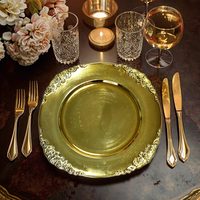 Assiettes de Présentation en Gros 13 Pouces, Style Victorien Antique, en Plastique de Luxe, Bord Gaufré Baroque Moderne, pour Dîner, Service et Événements