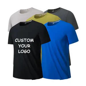 High Quality Nylon Short Sleeve T-shirt Custom Logo Men's Breathable Quick Drying Large Size Sports Ice Silk Half Sleeve Shirt