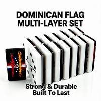 Dominos en acrylique double face avec drapeau de la République Dominicaine, 55 pièces, ensemble multicouche collé, pour jeu de table familial, vente en gros