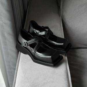 Bailarinas de Punta Cuadrada Estilo Francés para Mujer, de Cuero Genuino, Impermeables, Ligeras, Retro, Acabado Mate, con una Sola Correa y Punta Cerrada - Product Image 2