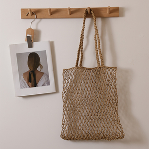 WAX CORD paille <span class=keywords><strong>osier</strong></span> sac fourre-tout grande capacité broderie tricot maille sac à bandoulière pour femmes - Product Image 5