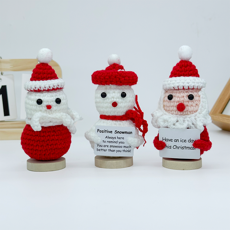 Handmade Christmas Crochet Ornament Potato Doll Set With Positive Energy Santa Knitted Pendants For Home Decoration