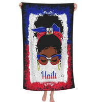 Serviette de plage drapeau d'Haïti, serviette légère en microfibre absorbante avec drapeau national d'Haïti pour les sports de plein air