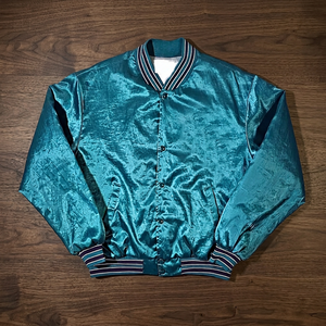 Custom Logo <b>Mens</b> Varsity Satin <b>Jacket</b> Wholesale High Quality Blank Teal Silk Satin Baseball <b>Bomber</b> <b>Jacket</b> Plus Size - Product Image 4