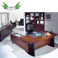 Bureau de direction de luxe contemporain, table en placage de bois classique pour espace de bureau de luxe