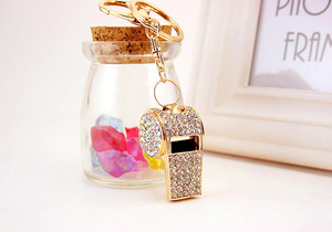 Hot Selling Creative Small Gifts Diamond Rhinestone Whistle <b>Key</b> <b>Chain</b> Creative <b>Key</b> Ring Trendy Keyring Car Keychain - Product Image 5