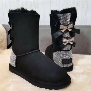 Ingrosso su misura per donna stivali da neve invernali caldi da esterno Anti-skid stivali da montone con fiocco all'ingrosso stivali da neve - Product Image 1
