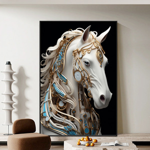 Cornice di decorazione per la casa moderna all'ingrosso della fabbrica arte parete animale cristallo porcellana diamante immagine di <span class=keywords><strong>vetro</strong></span> astratto pittura di cavallo - Product Image 5