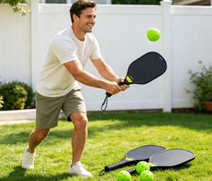 Juego de 2 Palas de Pickleball de Madera, Raquetas Ligeras con 4 Pelotas, Juego Familiar para Principiantes en el Patio Trasero al Aire Libre - Product Image 6