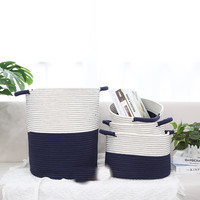 Panier en corde de coton tissé à la main, jouets ménagers, panier de rangement pour vêtements sales, panier de rangement tissé pliable pour vêtements sales, vente en gros