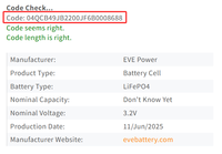 Cellule lithium rechargeable EVE LF253 certifiée CE IEC62619 de qualité A, 253Ah 3,2V Lifepo4, batterie de secours pour véhicules électriques et stockage photovoltaïque