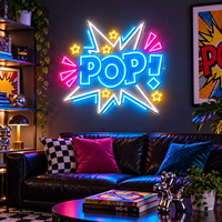 Enseignes néon Gozone : Enseigne néon LED en acrylique multicolore sur mesure, style rétro, bande dessinée, pop art, effet éclatant, pour mur de salon