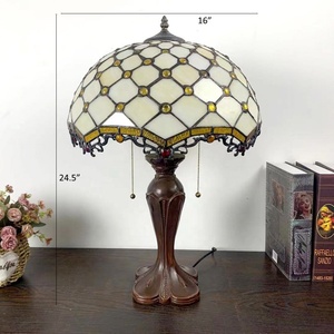LongHuiJing 16 Inch Stained Glass Desk Lamp Jewel Tiffany Mahogany Bronze Table Lamp - Product Image 5