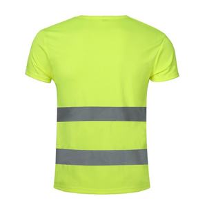 T-shirt Polo de sécurité réfléchissant jaune fluorescent personnalisable en gros, directement de l'usine, avec bandes pour le stationnement, en coton - Product Image 2