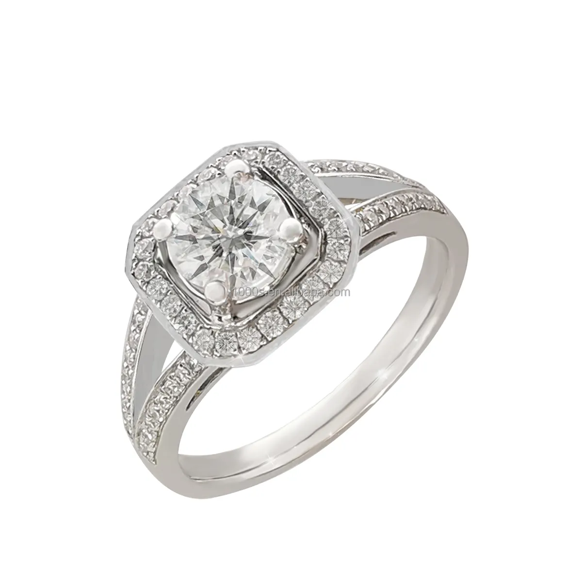 Luxury Jewelry Real 14k White Gold Moissanite Rings Wedding Ring For Women Men Welcome Customized 18K/9K Gold Diamond
