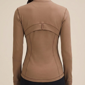 Op maat gemaakte zip-up sportjas voor yoga, workout, training, fitness en gym voor dames, Lulu-stijl met logo. - Product Image 2