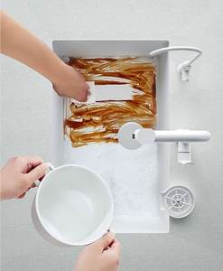 Fregadero de cocina bajo encimera de acero inoxidable 304 blanco grande de un solo tazón, fabricado a máquina con superficie nano, para el hogar - Product Image 5