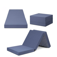 Colchón Plegable Triple con Bolsa de Almacenamiento, Colchón Plegable de 4 Pulgadas, Colchoneta de Espuma para Piso, Cama para Invitados con Funda Lavable a Máquina