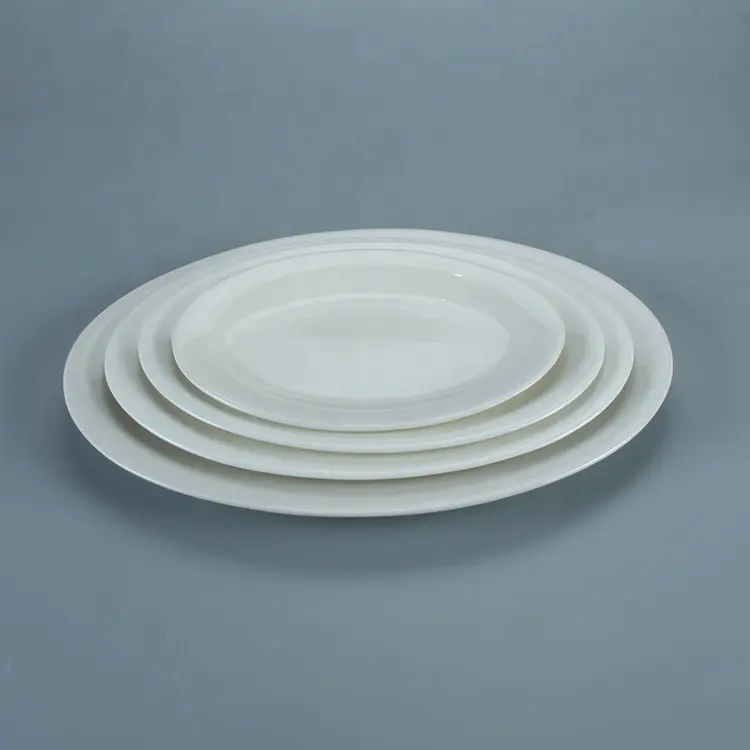 Restoran otel ev Oval şekilli balık servis tabağı, beyaz porselen sofra takımı seramik Oval tabaklar