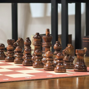 Piezas de Ajedrez King Tall de 3.75 Pulgadas, Estilo Caballero Alemán, Acabado en Madera, Triple Peso, ABS (34 Piezas/Juego) - Product Image 5
