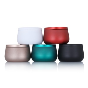 Wholesale storage jars round bottom white matte black red blue candle jars 4oz 8oz tin cans metal tins for candle