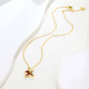 1PC Nuevo Set de Lujo de 3 Piezas de Acero Inoxidable Rojo con Diamantes de Imitación de Caballo, Chapado en Oro de 18K, Collar, Pulsera y Pendientes para Fiesta de Año Nuevo y Zodíaco - Product Image 2