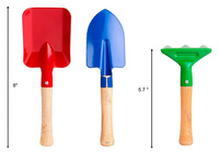 Outils de jardinage pour enfants, métal robuste poignée en bois coffre-fort plage bac à sable jouet équipement de jardin cuillère fourchette truelle râteau pelle enfants 8 pouces