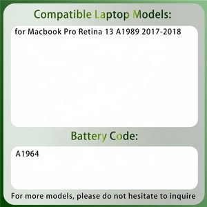 <span class=keywords><strong>Batterie</strong></span> d'ordinateur portable de remplacement neuve d'usine A1964 pour Apple <span class=keywords><strong>Macbook</strong></span> Pro Retina 13" A1989 2017-2018 A2251 2020 - Product Image 2