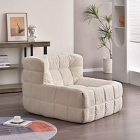 Fauteuil de relaxation individuel en tissu velours côtelé à motif gaufré, sans structure, style chenille, moderne et minimaliste