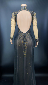 NOVANCE produttori di abbigliamento Y2378-B Custom strass strass di cristallo diamante abiti glitterati festa celebrità altri abiti da sposa - Product Image 3