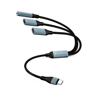 Adaptador auxiliar de 60W PD USB C a Dual USB C y 3,5mm para carga de música y conexión OTG, teclado, ratón, disco duro de nailon - Product Image 2