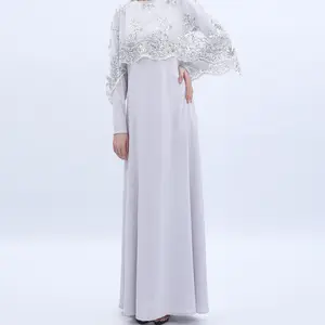 중동 아라비아 투피스 스팽글 자수 롱 드레스 케이프 단락 긴팔 럭셔리 이슬람 웨딩 드레스