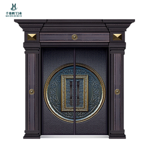 Porte d'entrée avant en aluminium moulé sur mesure avec colonne romaine Design Double porte Sculpture exquise - Product Image 3