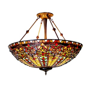 Lampe suspendue en verre Tiffany de style rétro de 24 pouces pour hôtel, villa, KTV, éclairage de lustre - Product Image 5