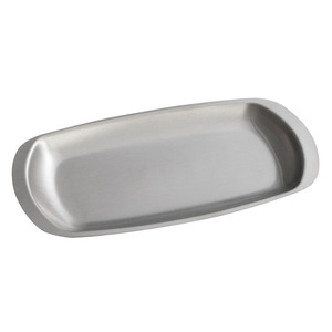 Stainless Steel Serving Tray Gold Rectangular Durable Tableware For Dessert Barbecue Western Style - Product Image 2