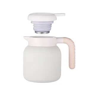 1.0L 1.5L 2.0L Food Grade Double Wall Stainless Steel Coffee Pot Vacuum Thermal Jug with Wooden Handle