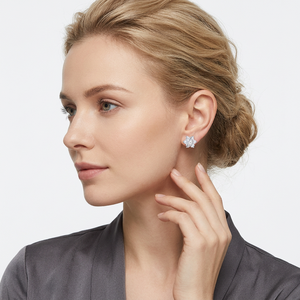 Flower <b>Moissanite</b> Stud <b>Earrings</b> 925 Silver Round Cut Cluster <b>Earrings</b> Floral Fine Jewelry for Women Wholesale Manufacturer - Product Image 4