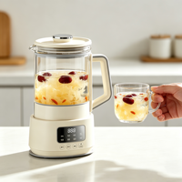 Bouilloire Électrique en Verre 1300ML, Pot de Santé Intelligent Multifonctionnel pour la Maison, Théière à Ébullition avec Design Floral