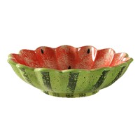 Assiette à pétales de pastèque peinte à la main Jiutian, motif végétal sous glaçure, passe au micro-ondes, style frais, pour fruits et collations