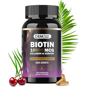 Cápsulas de Biotina para el Crecimiento del Cabello OEM 10000mcg con Colágeno, Queratina, Multivitaminas y Minerales, Suplemento para Cabello, Piel y Uñas - Product Image 1